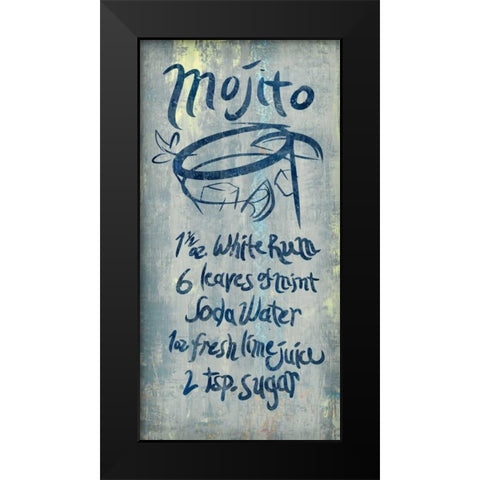 Mojito Blue Black Modern Wood Framed Art Print by PI Studio