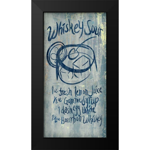 Whiskey Sour Blue Black Modern Wood Framed Art Print by PI Studio