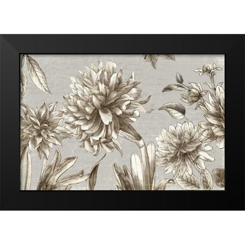 Vintage Blooms Black Modern Wood Framed Art Print by PI Studio