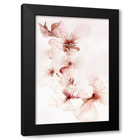 Watercolor Blossoms II Black Modern Wood Framed Art Print with Double Matting by PI Studio