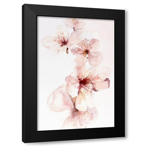 Watercolor Blossoms III Black Modern Wood Framed Art Print with Double Matting by PI Studio