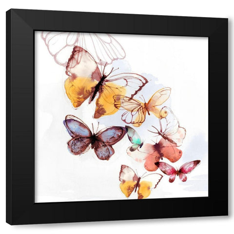 Butterfly Fly Away I  Black Modern Wood Framed Art Print by PI Studio