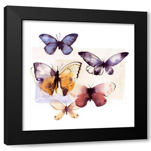 Butterfly Fly Away III  Black Modern Wood Framed Art Print with Double Matting by PI Studio