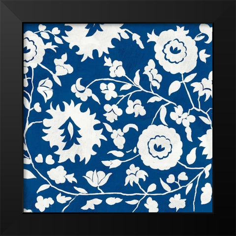 White Flowers On Indigo II  Black Modern Wood Framed Art Print by PI Studio