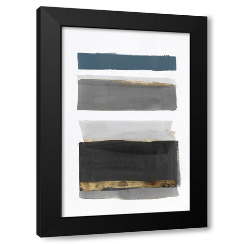 Stacked Stripes II Black Modern Wood Framed Art Print with Double Matting by PI Studio