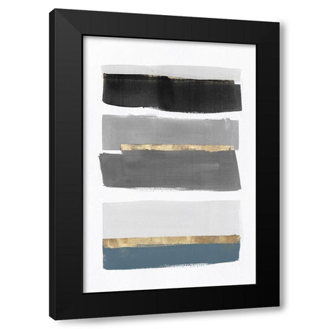 Stacked Stripes III Black Modern Wood Framed Art Print with Double Matting by PI Studio