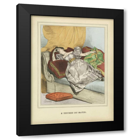 Vintage Woman B Black Modern Wood Framed Art Print with Double Matting by PI Collection