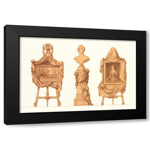 Chevalet et Piedestal Drapes Black Modern Wood Framed Art Print by PI Collection
