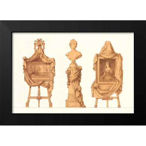 Chevalet et Piedestal Drapes Black Modern Wood Framed Art Print by PI Collection