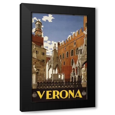 Verona Black Modern Wood Framed Art Print with Double Matting by PI Collection