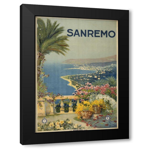 San Remo Black Modern Wood Framed Art Print with Double Matting by PI Collection