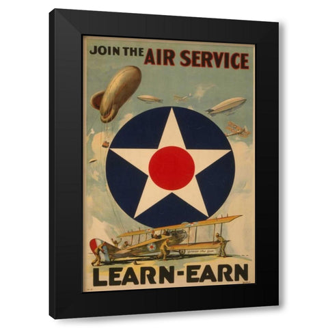 Air Service Black Modern Wood Framed Art Print with Double Matting by PI Collection