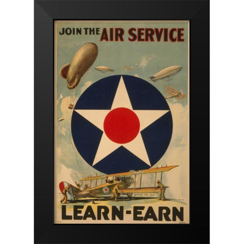 Air Service Black Modern Wood Framed Art Print by PI Collection