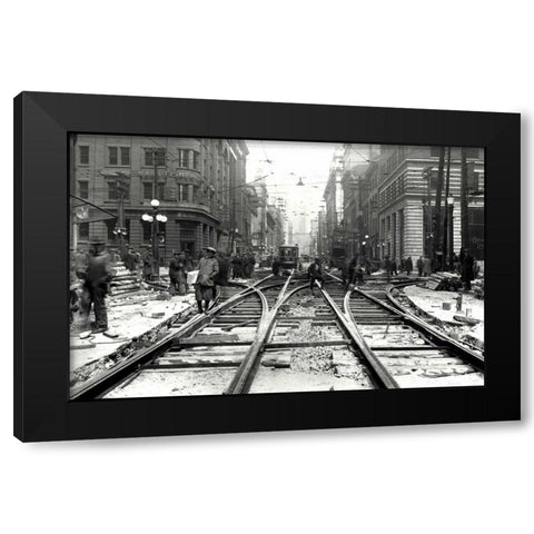 Bay and Wellington Black Modern Wood Framed Art Print with Double Matting by PI Collection