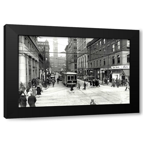 Bay Trolley Black Modern Wood Framed Art Print with Double Matting by PI Collection