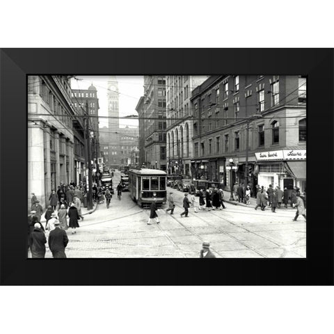Bay Trolley Black Modern Wood Framed Art Print by PI Collection
