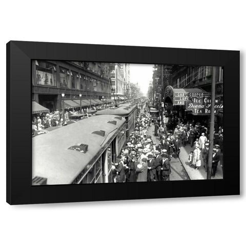 Waiting for Trolley Black Modern Wood Framed Art Print with Double Matting by PI Collection