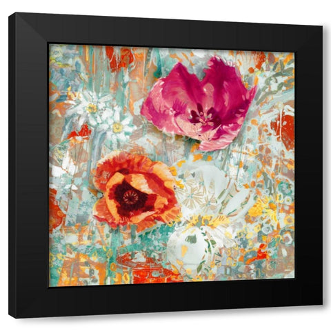 Flower Gathering I Black Modern Wood Framed Art Print by Kelly, Rea