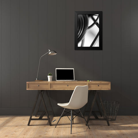 Gears I Black Modern Wood Framed Art Print by Rick Cotter