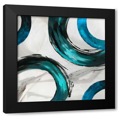 Teal Ring II Black Modern Wood Framed Art Print with Double Matting by Reeves, Tom