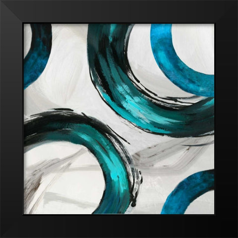 Teal Ring II Black Modern Wood Framed Art Print by Reeves, Tom