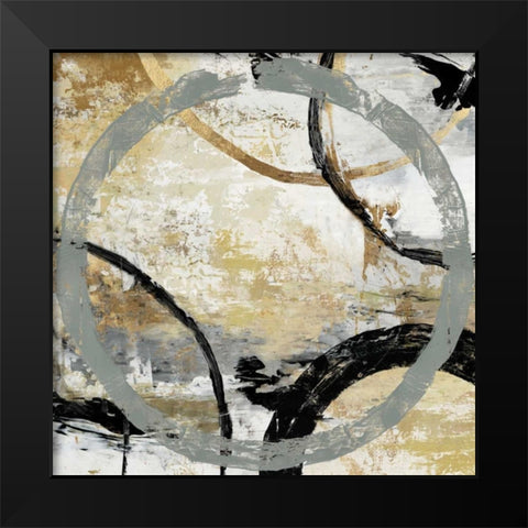 Gold and Black Rings I Black Modern Wood Framed Art Print by Reeves, Tom