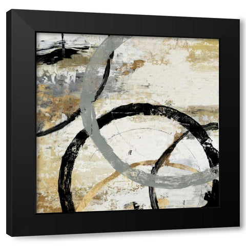Gold and Black Rings II Black Modern Wood Framed Art Print with Double Matting by Reeves, Tom