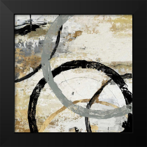 Gold and Black Rings II Black Modern Wood Framed Art Print by Reeves, Tom