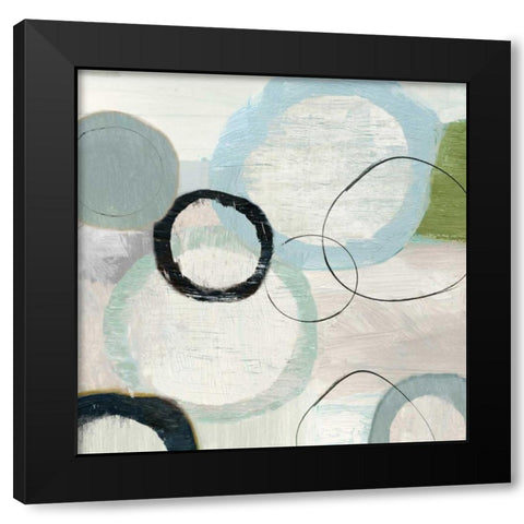 Soft Blue Rings I Black Modern Wood Framed Art Print with Double Matting by Reeves, Tom