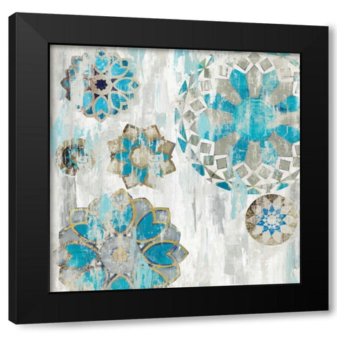 Suzani Blue I Black Modern Wood Framed Art Print with Double Matting by Reeves, Tom