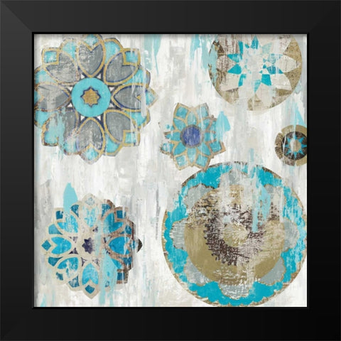Suzani Blue II Black Modern Wood Framed Art Print by Reeves, Tom