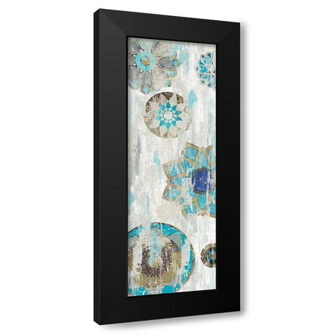Suzani Blue III Black Modern Wood Framed Art Print with Double Matting by Reeves, Tom