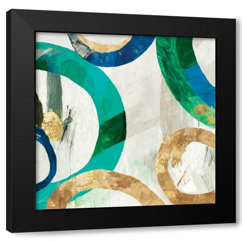 Green Rings I Black Modern Wood Framed Art Print by Reeves, Tom