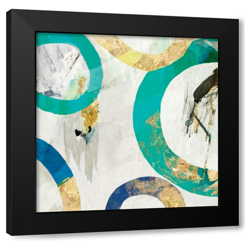 Green Rings II Black Modern Wood Framed Art Print with Double Matting by Reeves, Tom