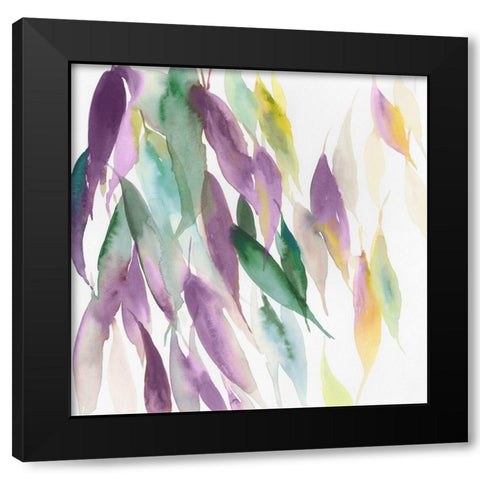 Fallen Colorful Leaves I Violet Version Black Modern Wood Framed Art Print with Double Matting by Reeves, Tom