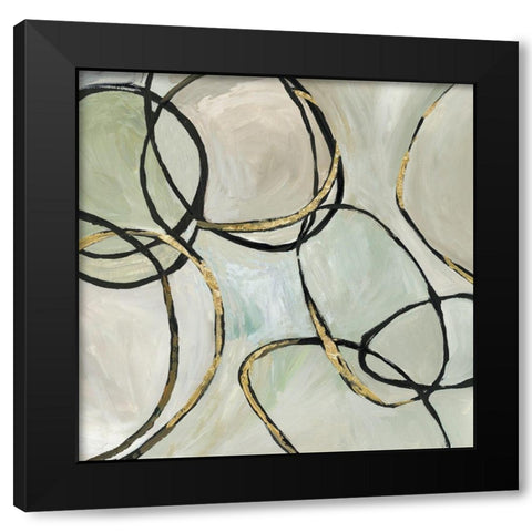 Infinity Rings I Black Modern Wood Framed Art Print with Double Matting by Reeves, Tom