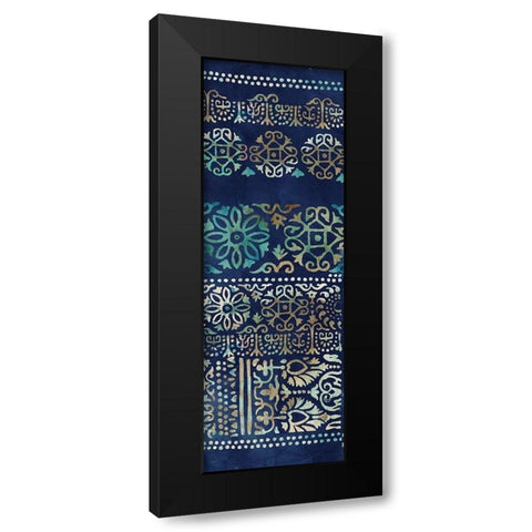 Indigo Damask I  Black Modern Wood Framed Art Print with Double Matting by Reeves, Tom