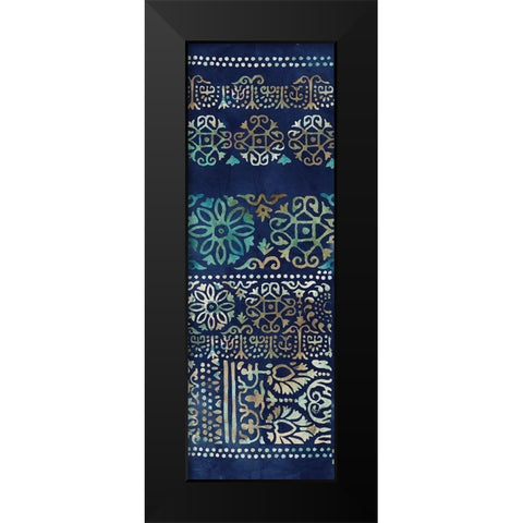 Indigo Damask I  Black Modern Wood Framed Art Print by Reeves, Tom