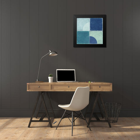 Blue Tiles III  Black Modern Wood Framed Art Print by Reeves, Tom