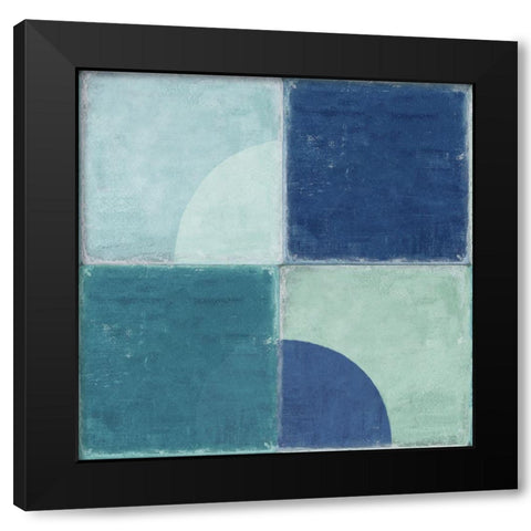 Blue Tiles III  Black Modern Wood Framed Art Print with Double Matting by Reeves, Tom