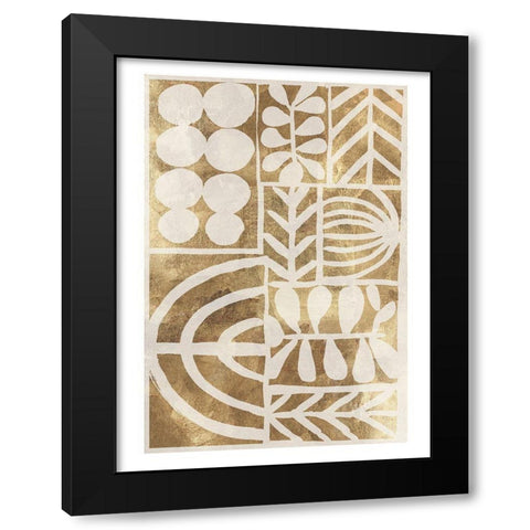 Botanic Print Beige Black Modern Wood Framed Art Print with Double Matting by Reeves, Tom