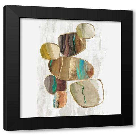 Glided Stones II  Black Modern Wood Framed Art Print with Double Matting by Reeves, Tom