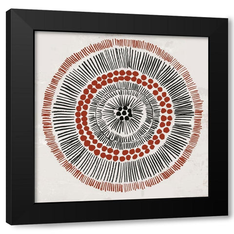 Round Tribal I Black Modern Wood Framed Art Print by Reeves, Tom