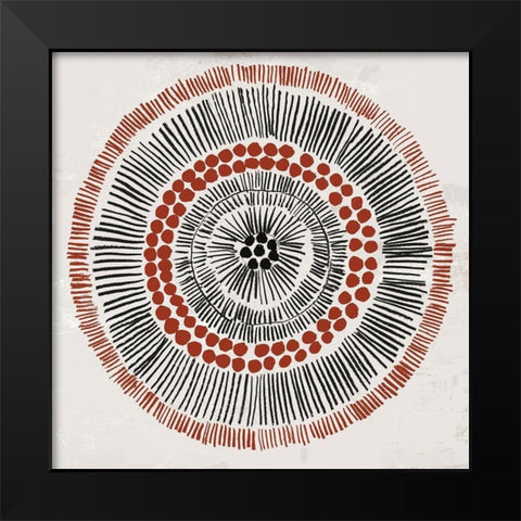 Round Tribal I Black Modern Wood Framed Art Print by Reeves, Tom
