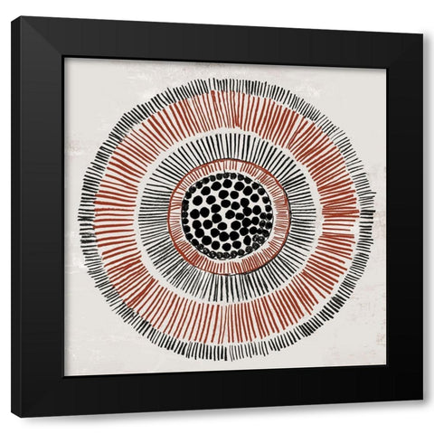 Round Tribal II Black Modern Wood Framed Art Print by Reeves, Tom