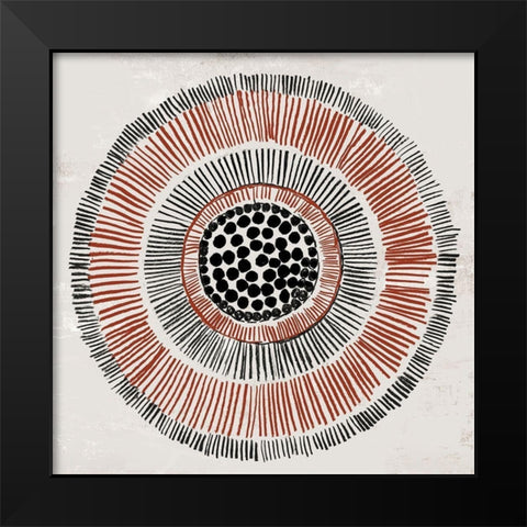 Round Tribal II Black Modern Wood Framed Art Print by Reeves, Tom