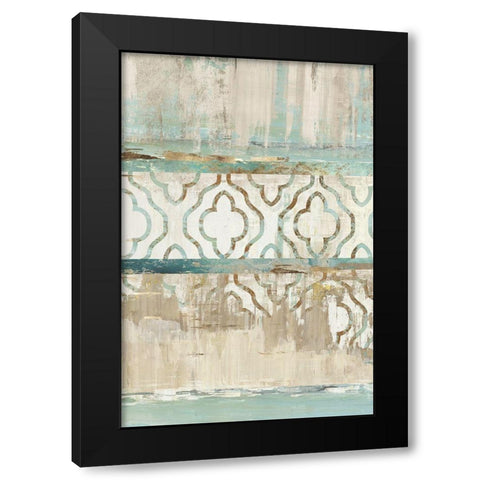 Teal Patchwork III Black Modern Wood Framed Art Print with Double Matting by Reeves, Tom