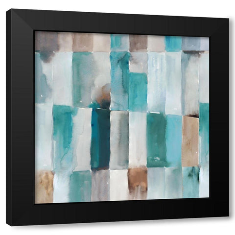 Stripes of Teal I Black Modern Wood Framed Art Print with Double Matting by Reeves, Tom