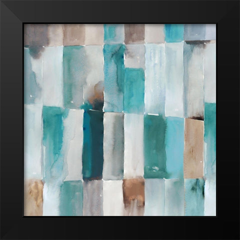 Stripes of Teal I Black Modern Wood Framed Art Print by Reeves, Tom