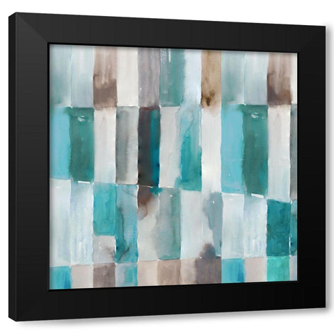 Stripes of Teal II Black Modern Wood Framed Art Print with Double Matting by Reeves, Tom